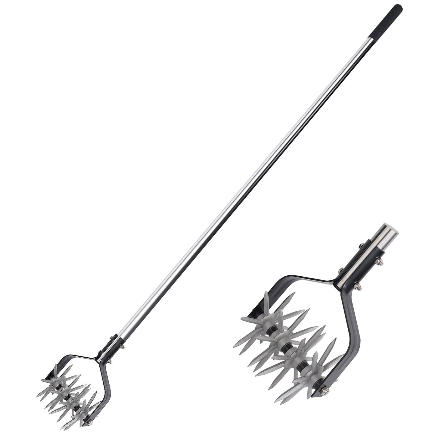 BARAYSTUS Rotary Cultivator Tool, Adjustable Garden Hand Tiller, Aerate, Weed, Plant, Garden Cultivator for Soil Mixing or Reseeding Grass