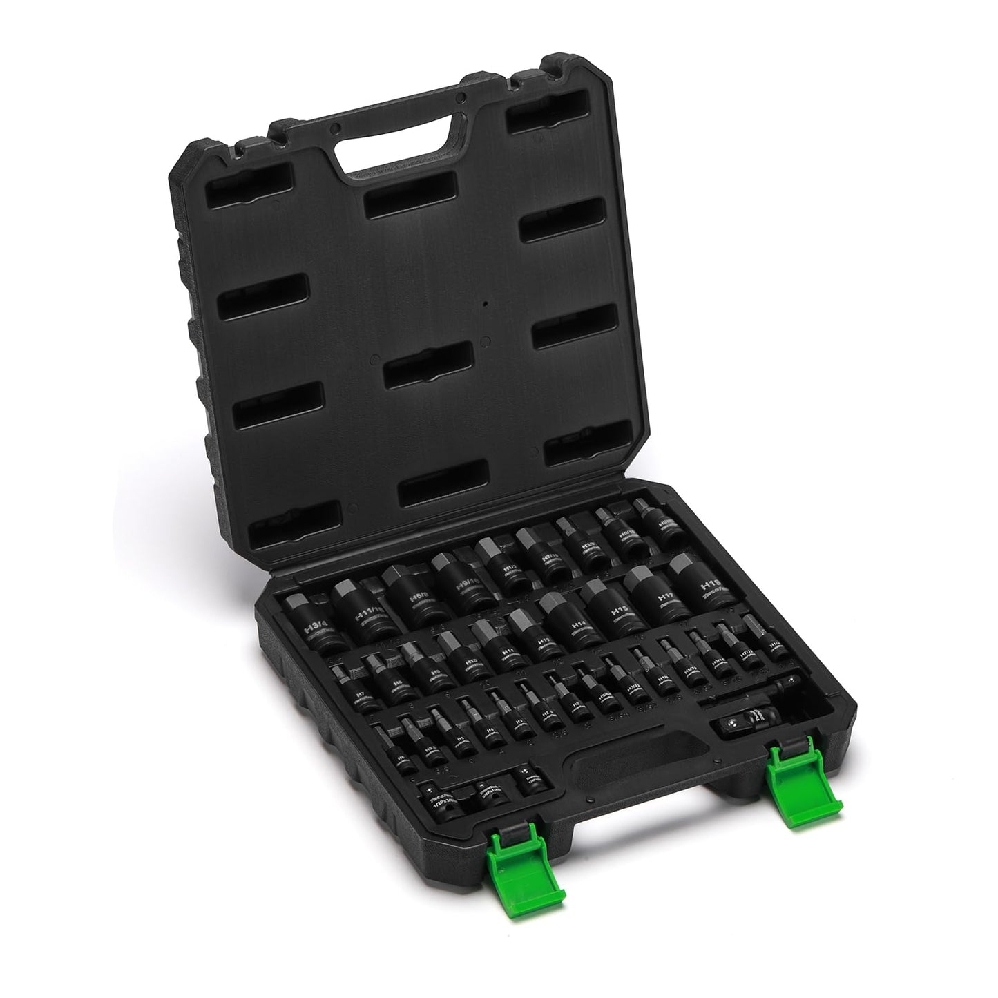 TecoTek 38PCS Hex Impact Bit Socket Set, 1/4", 3/8" and 1/2" Drive, SAE and Metric Allen Socket Bit, S2 and Cr-V Steel, S2 Steel, 5/64" - 3/4", 2mm - 19mm, Includes 5PCS Socket Adapters