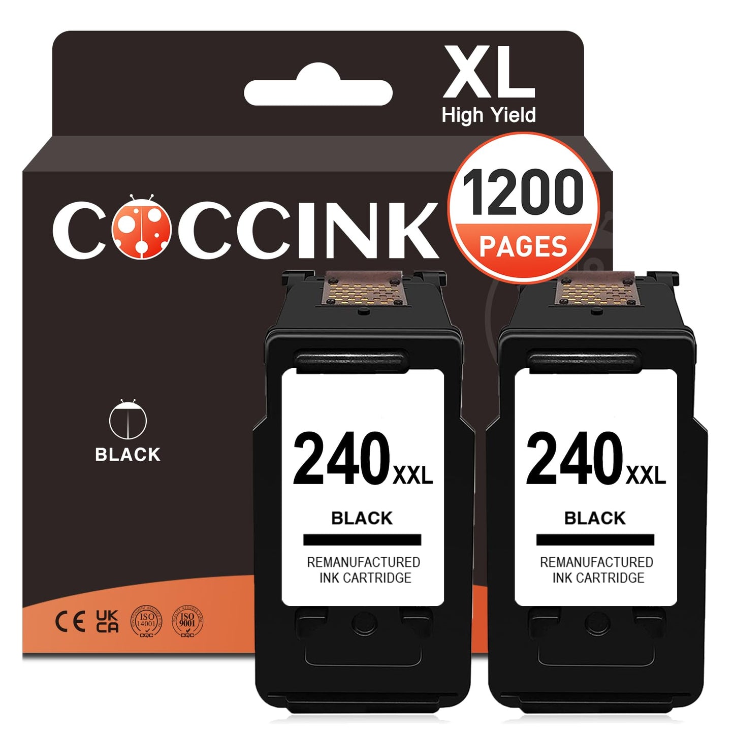 COCCINK 240XXL 240XL Black Ink Cartridges for Canon PG-240 XL 240XL
