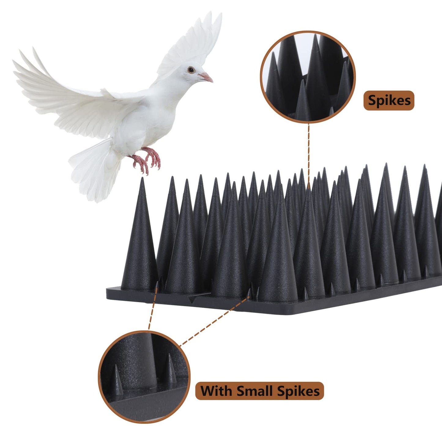 Bird Spikes, 20 Packs Bird Deterrent, Raccoon for Outdoor Repelling Reptiles, Squirrel Spikes for Fences and Roofs to Keep Birds Away（18.7Feet）