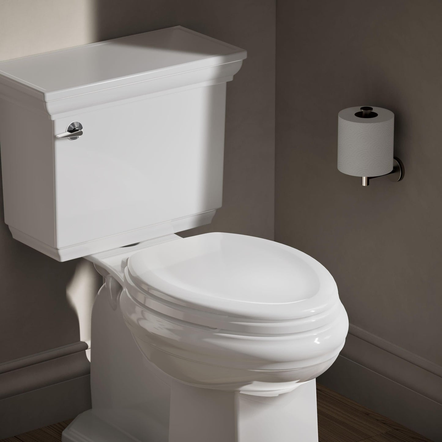 Kohler Stonewood Toilet Seat, Quiet-Close Elongated, Slow Close, Wooden Toilet Seat