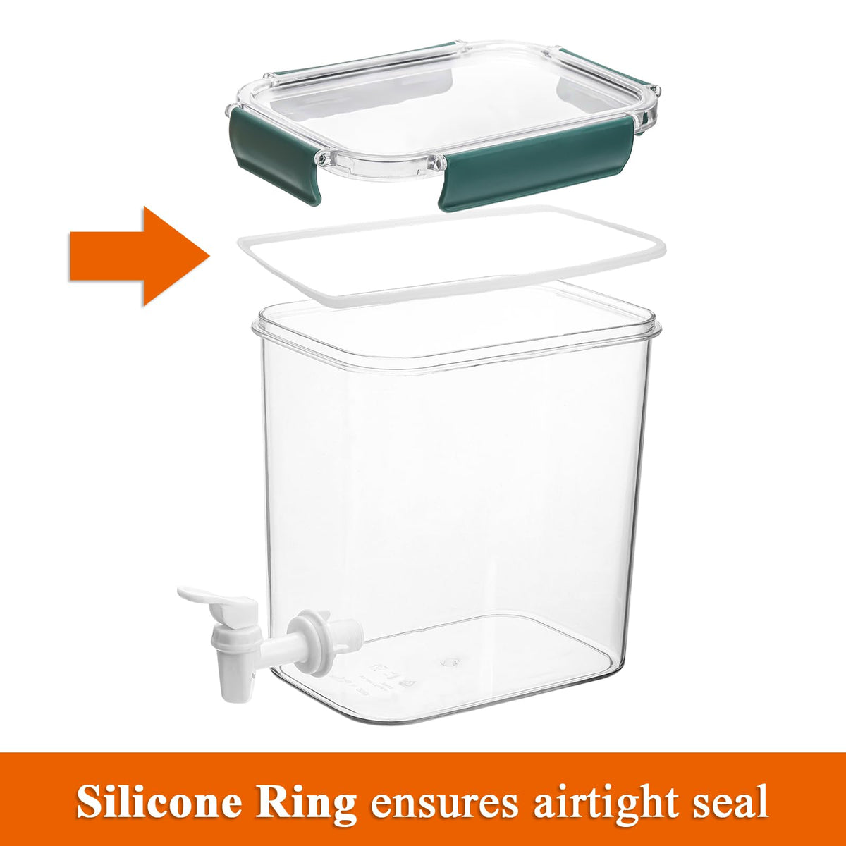 Elsjoy 2 Pack Plastic Drink Dispenser with Spigot, 0.9 Gallon (3.5 L) Beverage Dispenser Cold Drink Container for Iced Tea, Lemonade, Fridge, Bar, Party, Lock Lid