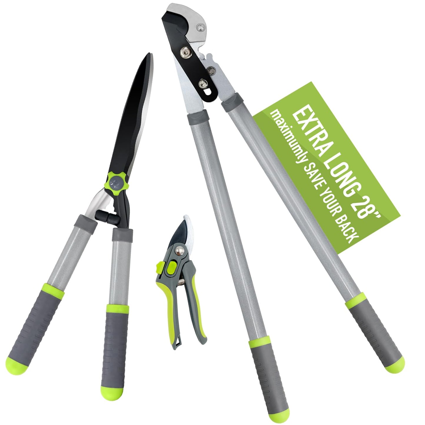 Altdorff Combo Pruning Shears Garden Tools,3PCS Garden Shears Set Include Loppers, Hedge Shear, Bypass Pruner, Professional Tree & Shrub Care Kit