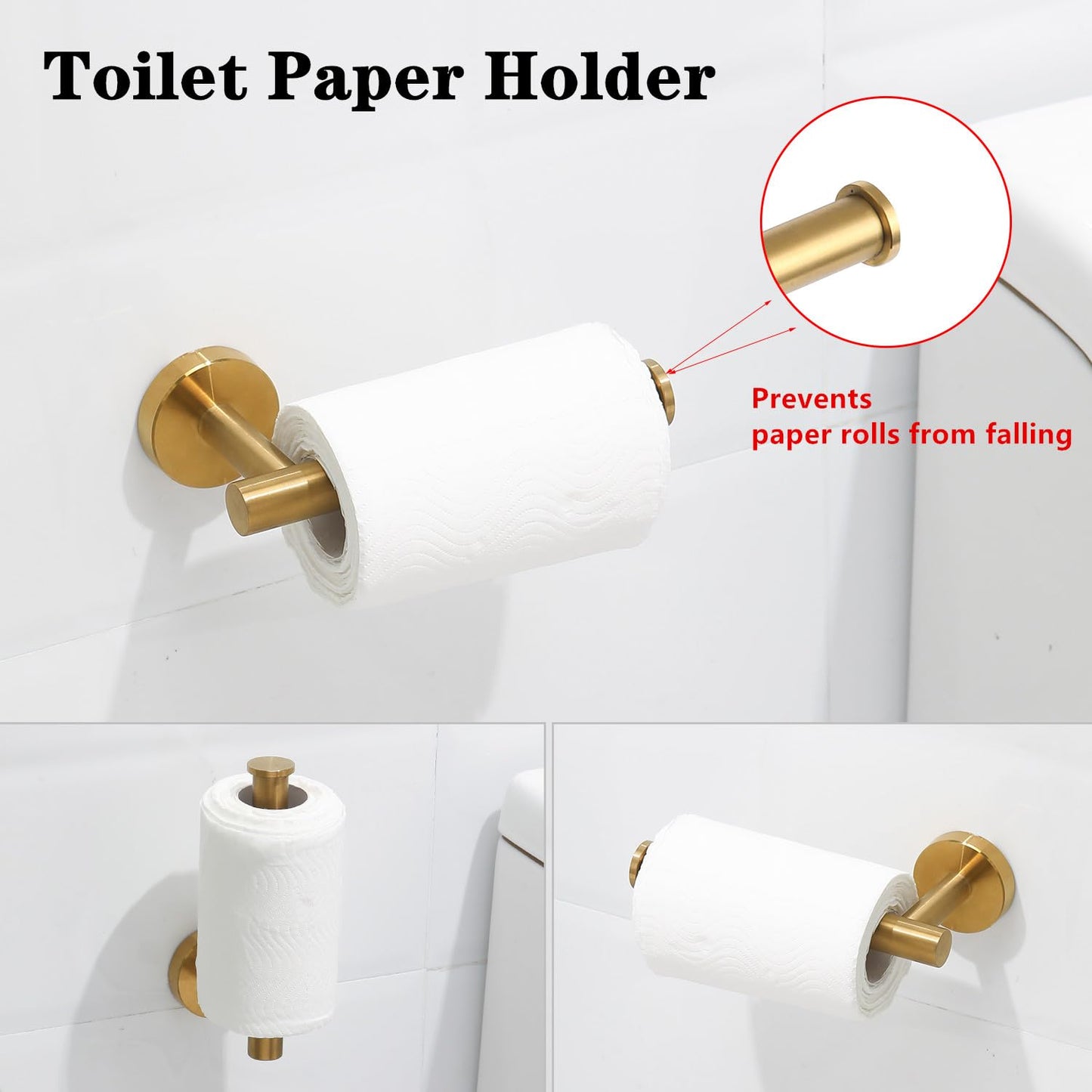 Ntipox Brushed Gold Bathroom Hardware Accessories Set 5 Piece, Stainless Steel Bath Towel Bar Set 24 Inch,Toilet Paper Holder,Towel Ring Holder,Towel Rack Set,Gold Bathroom Accessories Kit