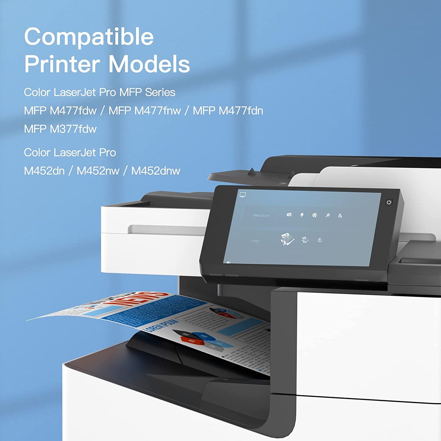 (Latest Chip) 410A CF410A Toner Cartridge Replacement GPC Image for HP CF411A CF412A CF413A to use with Color Laserjet Pro MFP M477fdw M477fdn M477fnw Pro M452dn M452nw M452dw Printer Toner (4 Pack)