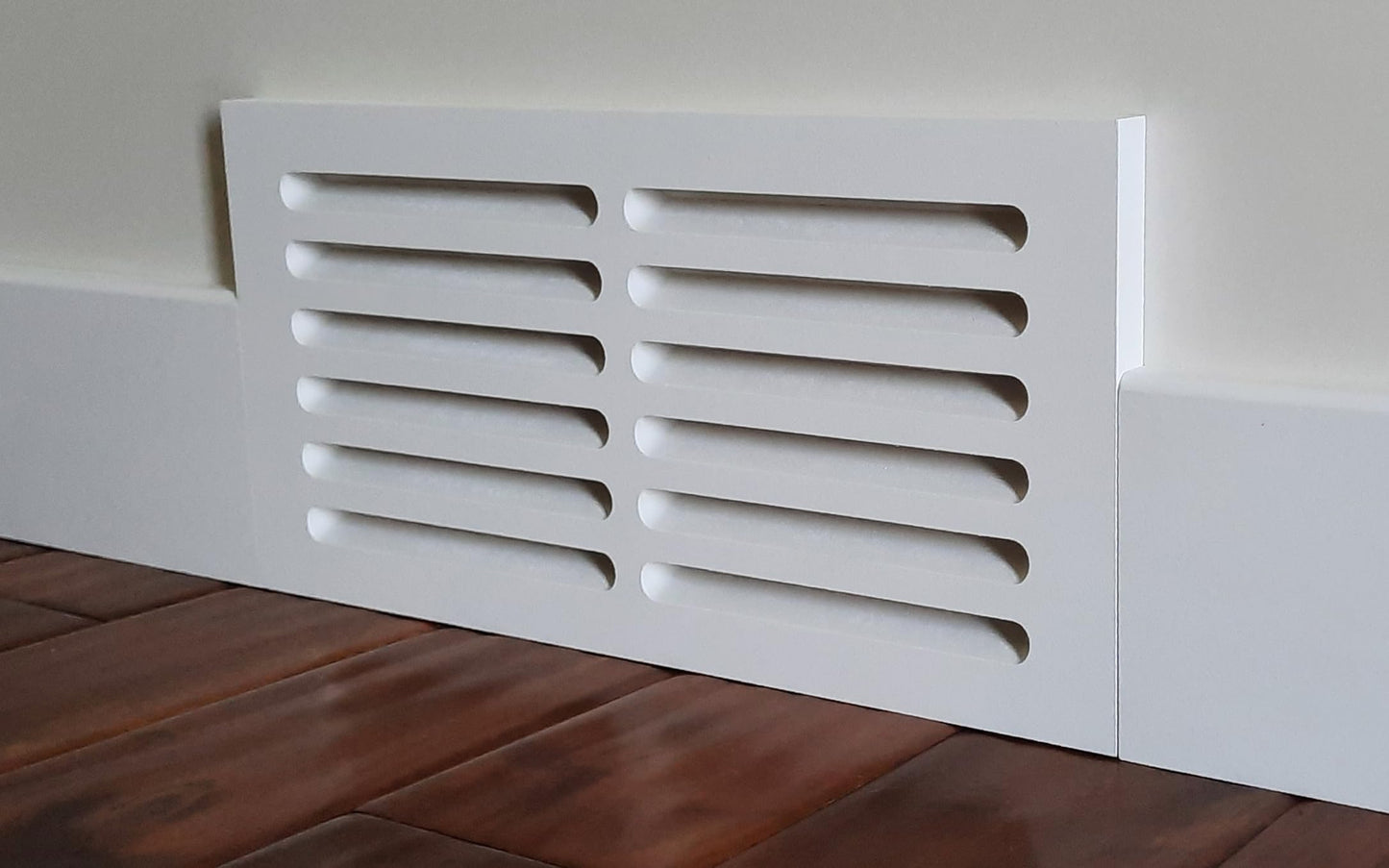 Snug Vent - 3/4 x 8 x 16 Inch Sturdy MDF Cold Air Return Grill - Wood Wall Vent for Home Improvement - Primed White and Ready to Paint - Flexible Install Options