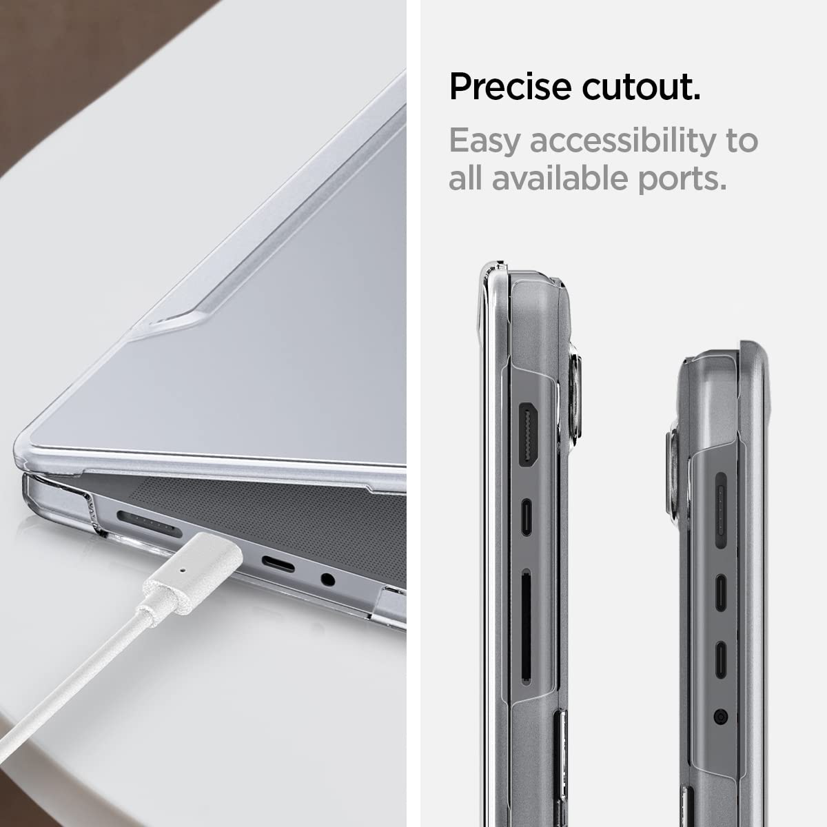 Spigen for MacBook Pro 14 inch Case M5/Pro/Max (2026) M4/M3/M2/M1/Pro/Max (2025-2021) A3112 A3185 A3401 A2918 A2992 A2779 A2442, Thin Fit Transparent Protective Hard Shell Case, Crystal Clear