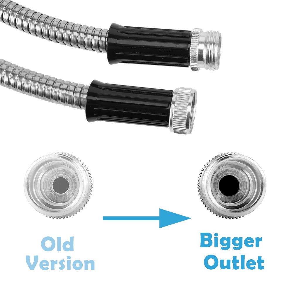 Beaulife Metal Stainless Steel Garden Hose 50 Ft No Kink Lightweight Water Hoses Heavy Duty 3/4” Hose Bib Faucet Reel Extender for Outdoor