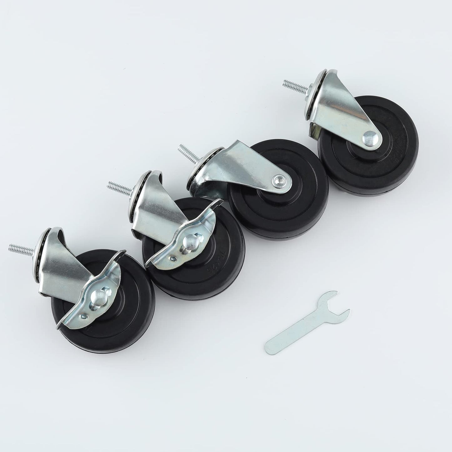 Hlyluoyi 3 Inch Casters Set of 4, Wheels for Shelves, Heavy Duty Wire Shelving Casters,1/4-20x1Threaded Stem Casters Compatible for 3/4 Shelf Pole of Metal Shelving,Wire Shelf,Shelving Unit,Wire Rack