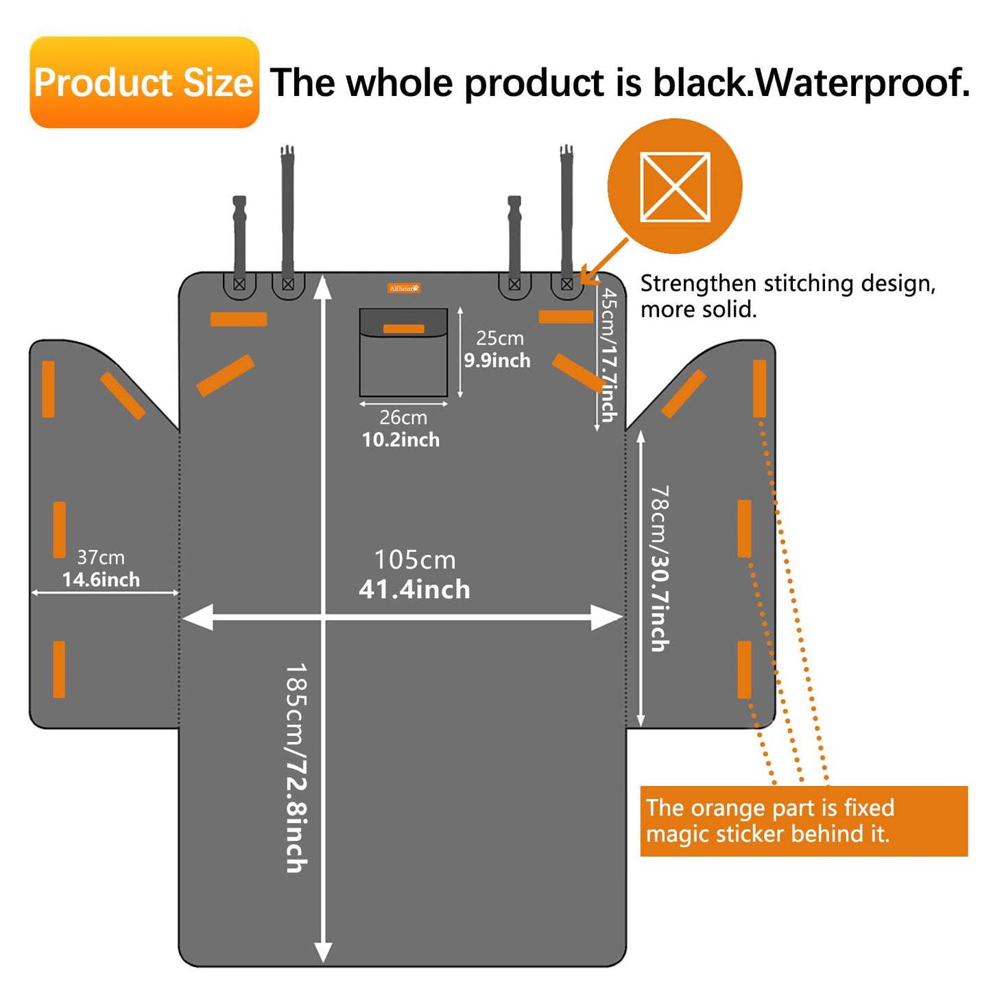 Alfheim Car Boot Liner Protector - Nonslip Waterproof Pet Dog Back Seat Cover - Durable Washable Cargo Cover Mat Travel Universal for Car Truck SUV (Black)