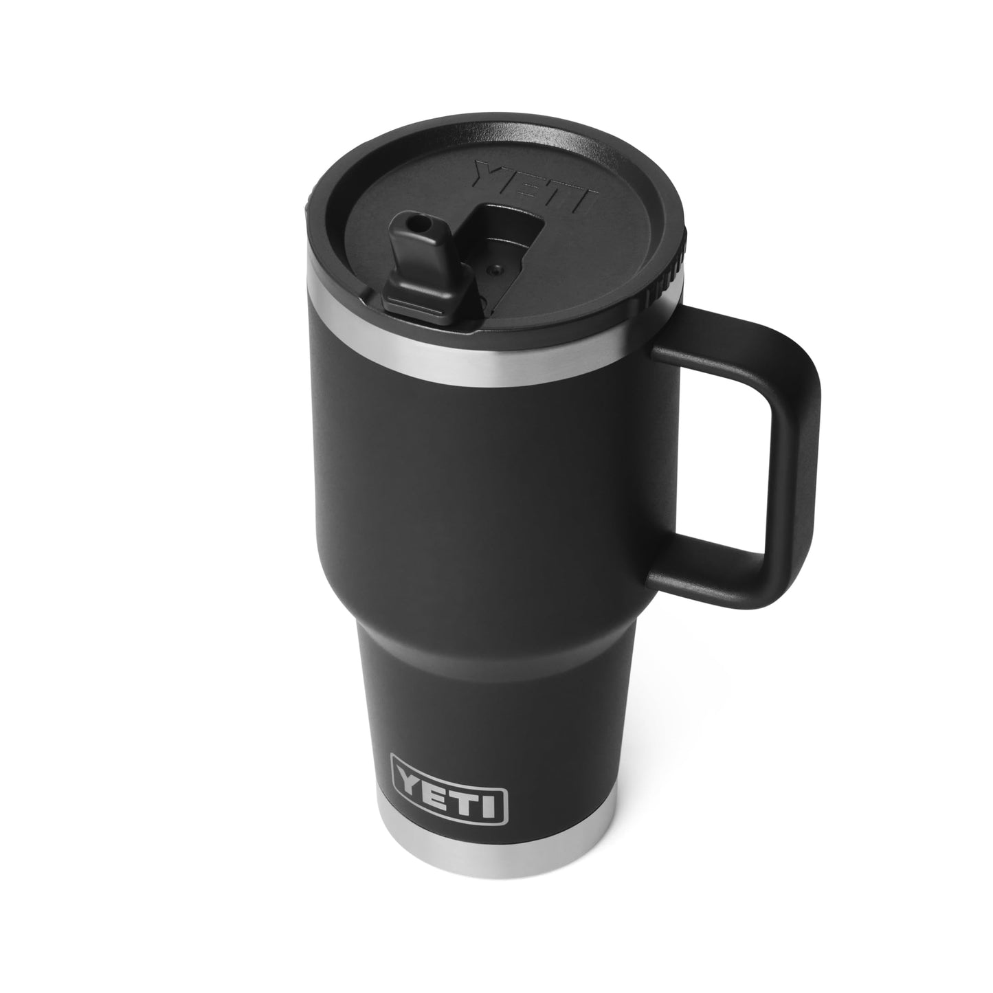 YETI Rambler 30 oz Travel Mug with Flip Straw Lid – Stainless Steel, Vacuum Insulated, Leakproof, Cup Holder Friendly, Black