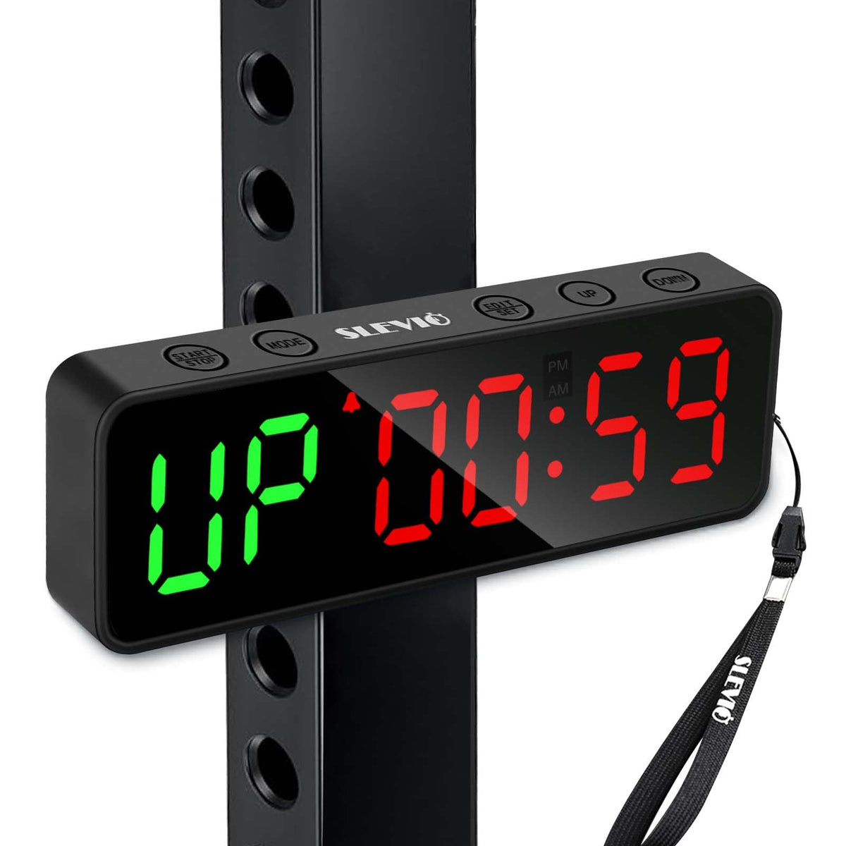 Small Gym Timer Clock, Stopwatch, Workout Interval Timer with Built-in Powerful Magnet, Large LED Digital Display, Home Accessories Countdown Clock for Home Gym Garage Schools (Black) (Matte Black)
