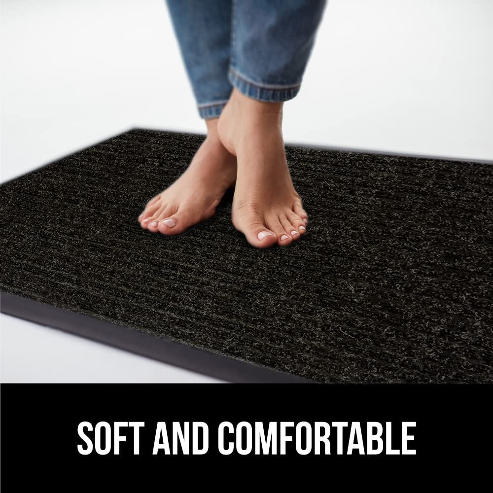 GORILLA GRIP Traffic Guard Door Mat, 2 Pack, Heavy Duty Waterproof Doormat, Commercial Office Space Welcome Mats, Stain and Fade Resistant, Low Profile, Strong Rubber Backing, 29x17, Black