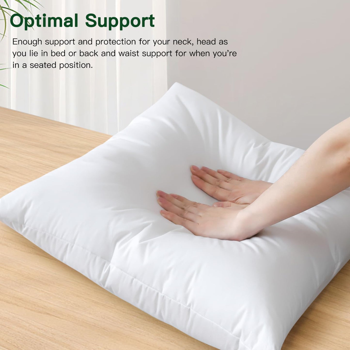OTOSTAR Pack of 2 Down and Feather Throw Pillow Inserts, 28 x 28 Soft Fluffy Square Pillow Inserts with 100% Cotton Cover Decorative Pillows for Sofa Couch Bed-White
