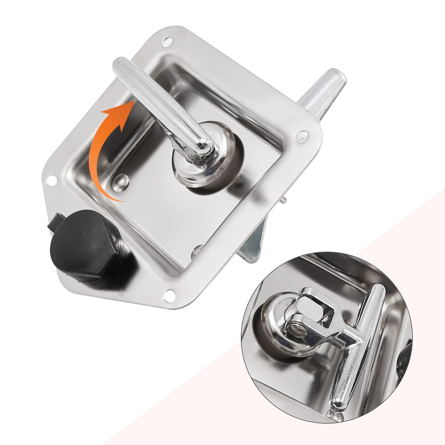 Zreneyfex Trailer Door Latch T-Handle Lock Latch Stainless Steel with Gasket and Keys for RV Camper Truck Toolbox (2)