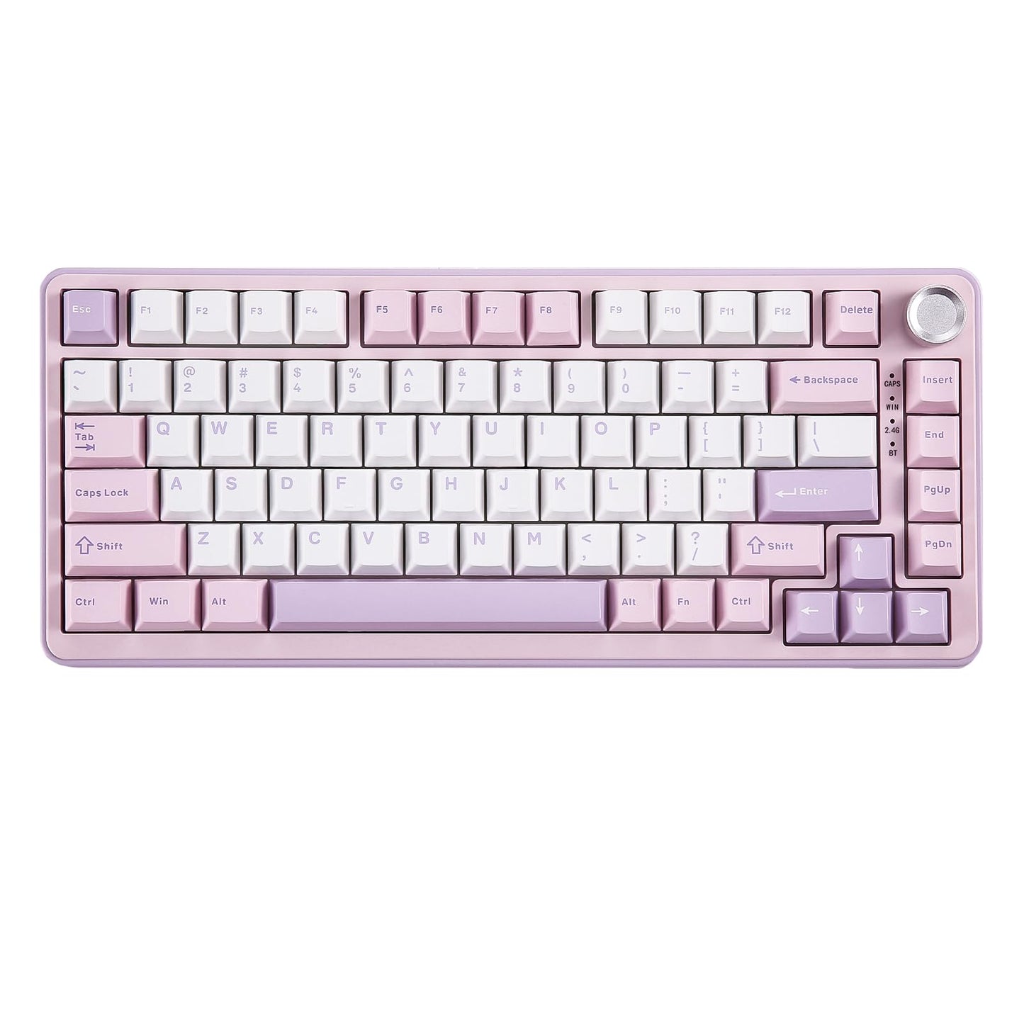 YUNZII B75 PRO Wireless Mechanical Keyboard,75% Layout with Knob,Hot Swap Gasket Custom Structure,Creamy Pre-lubed Switches,RGB Backlit,Bluetooth/Type-C/2.4G for Win/Mac(Cocoa Cream V2 Switch,Purple)