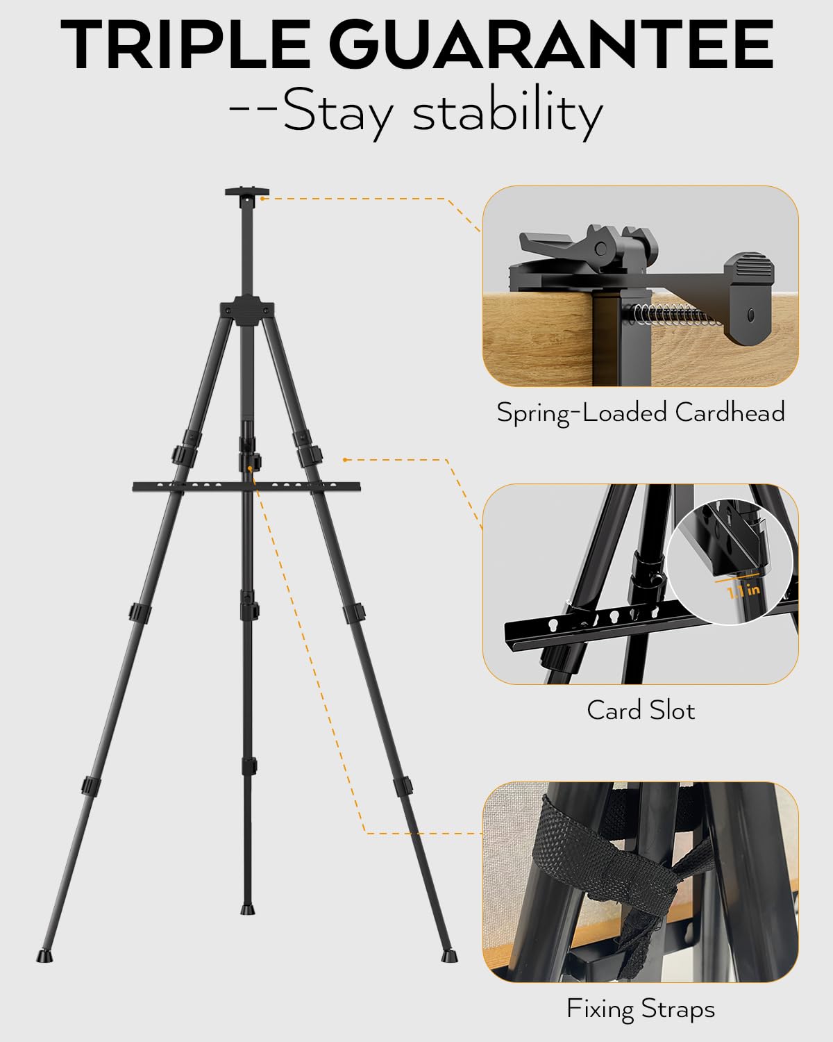 Nicpro Painting Easel for Display, Adjustable Height 17" to 66" Tabletop & Floor Art Easel, Metal Tripod Artist Easels Stand for Painting Canvas, Wedding Signs with Carry Bag - Black