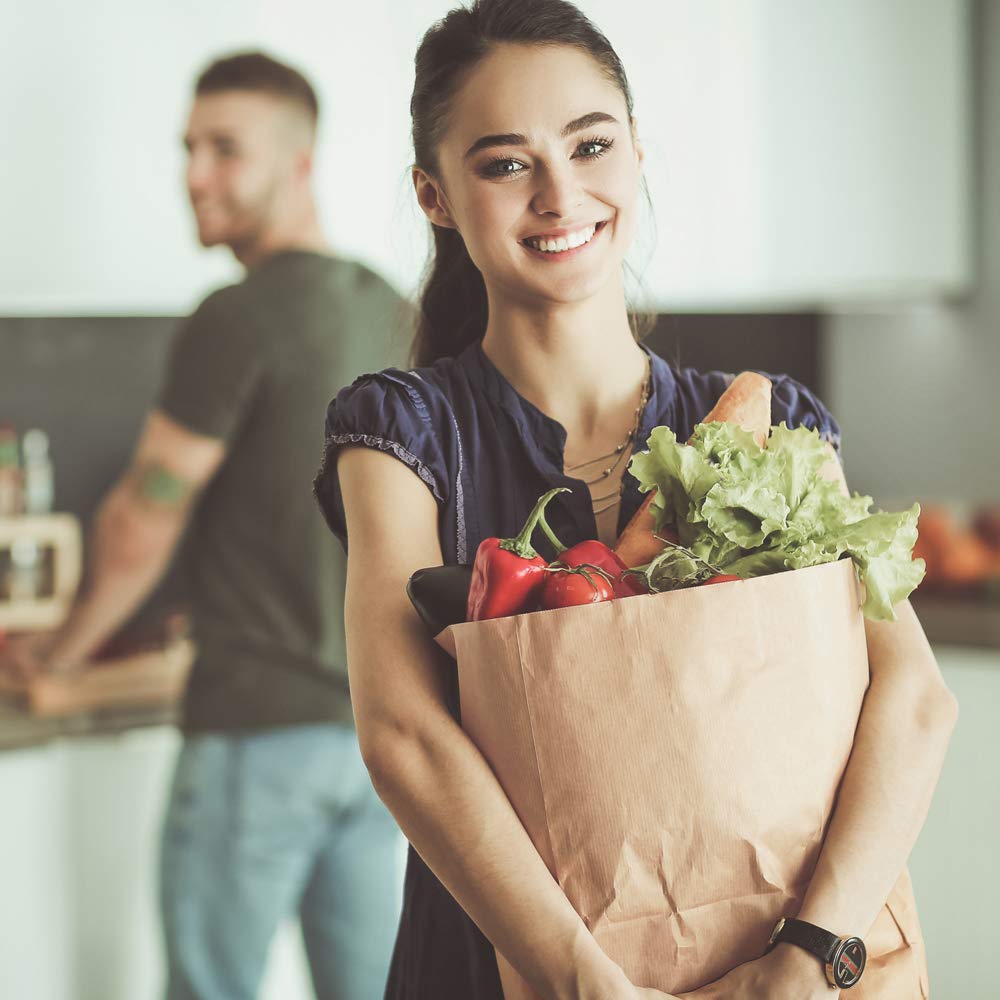 BagDream Grocery Bags 12x7x17 Inches 100Pcs Heavy Duty Kraft Paper Grocery Bags Durable Paper Barrel Sack Bags Kraft Paper Gift Bags Bulk 100Pack Brown