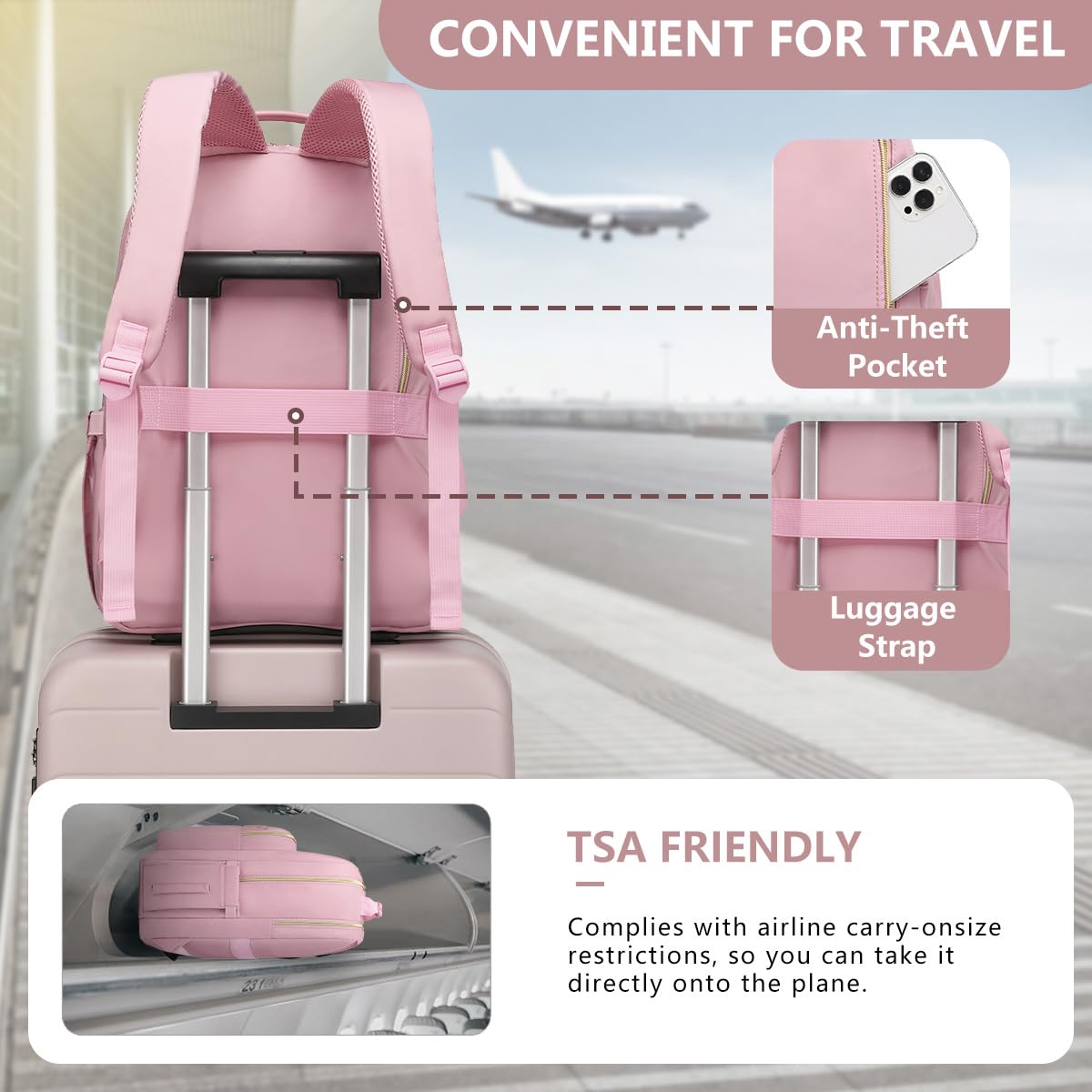 Laptop Backpack Women Girls Teens: 15.6 inch Travel Backpack College Work