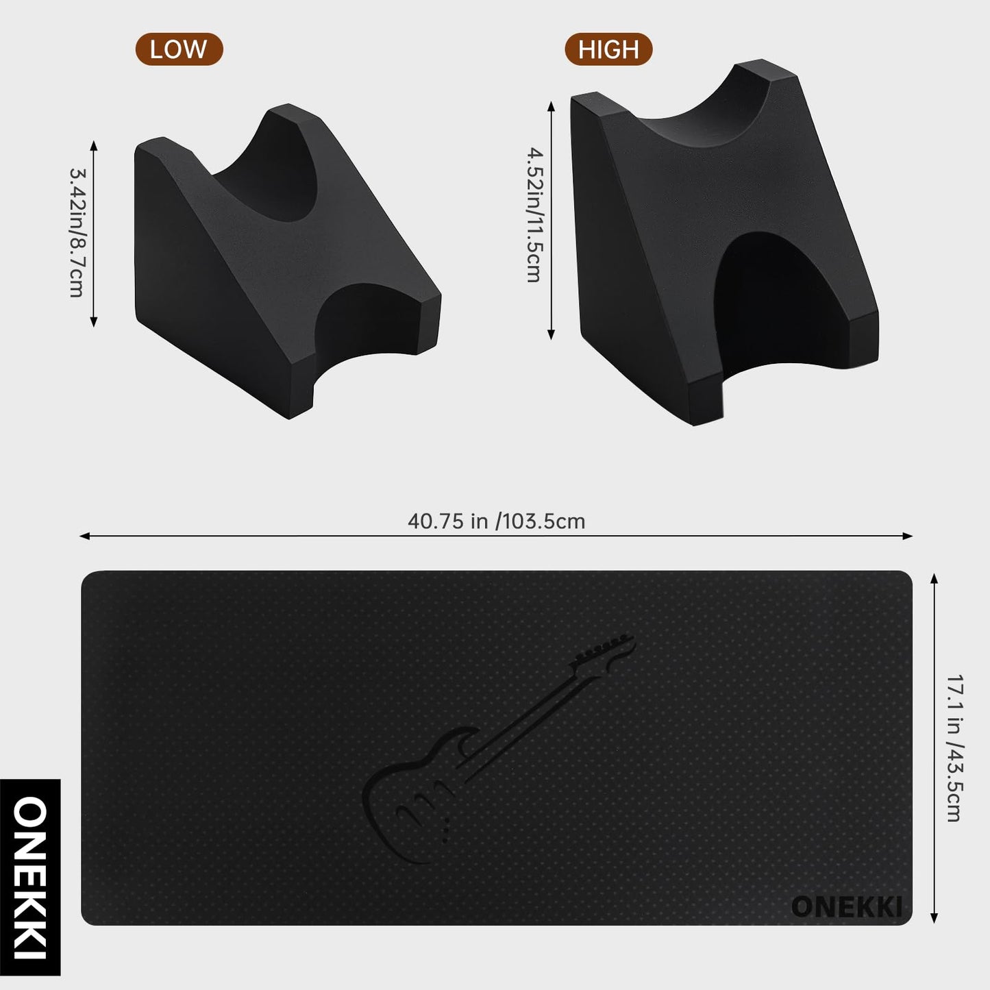 ONEKKI Guitar Neck Rest and Guitar Mat, Guitar Repair Kit with Dual Heights Support, Guitar Tools Setup and Maintenance Work Mat for Electric Guitar Bass Banjo Mandolin Ukulele