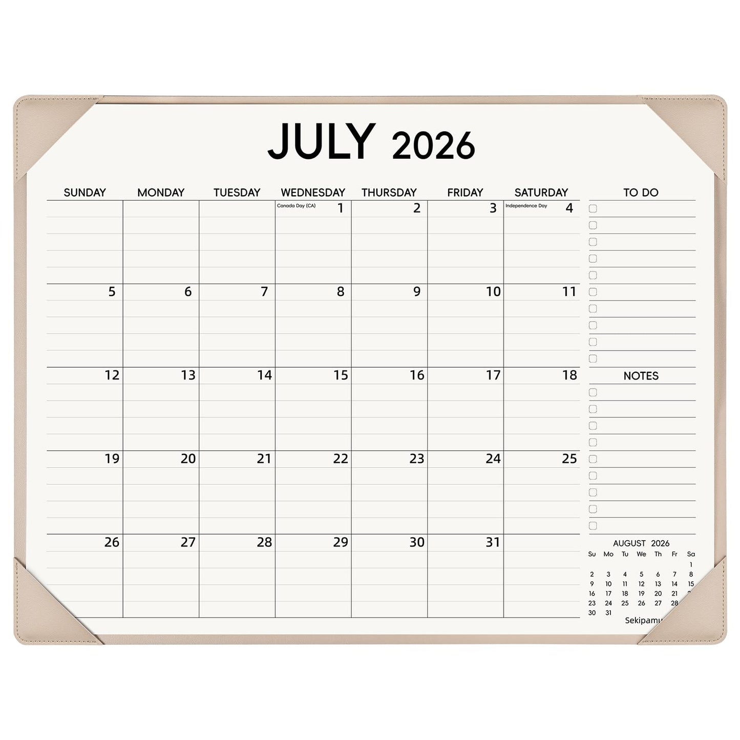 Sekipamu Desk Calendar 2026-2027 with Desktop Mat – July 2026 to December 2027 Desk Calendar Large 22x17 inch, Office Supplies 18 Months Big Desktop Calendar for Home Office, Blue (Apricot)
