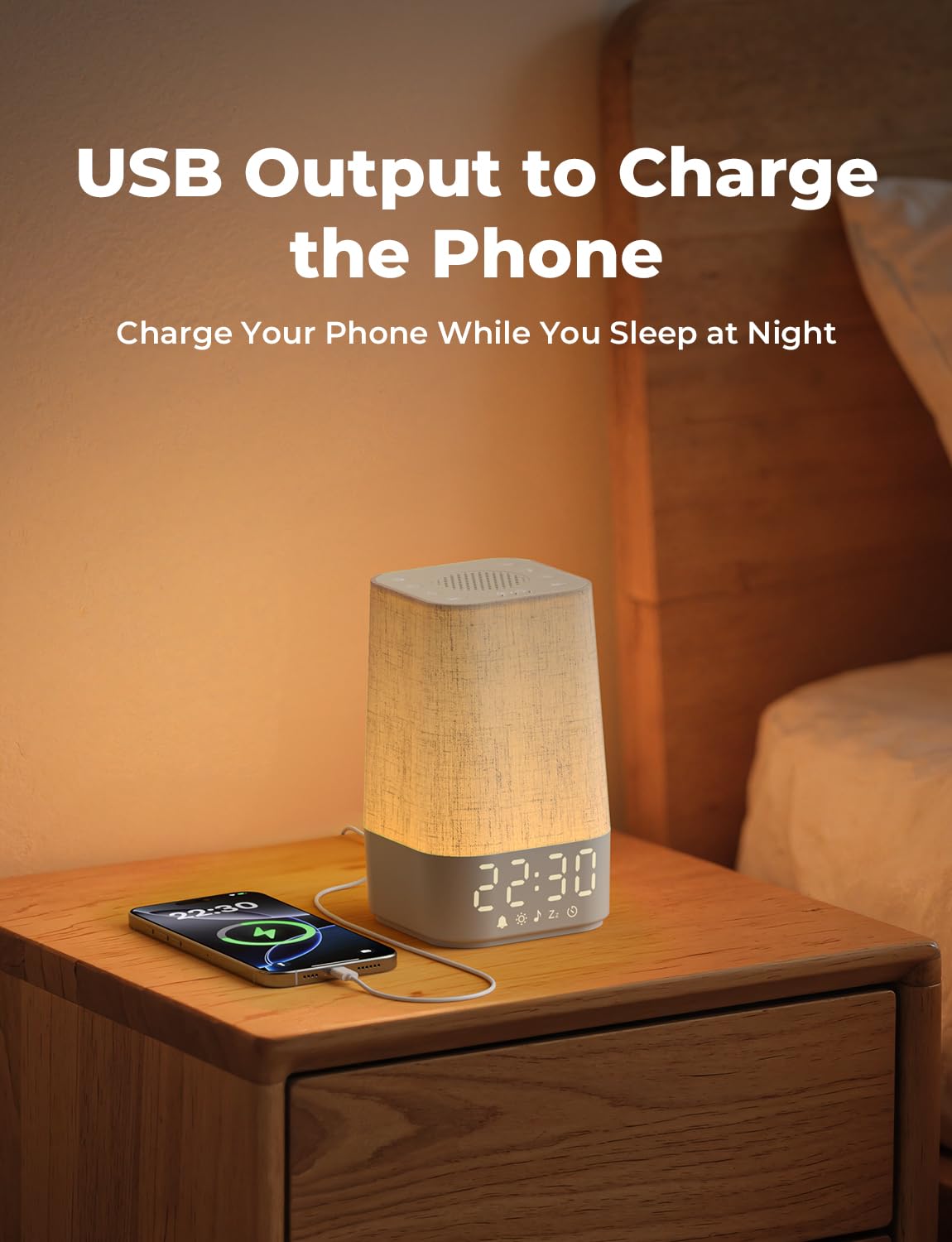 LIORQUE Sunrise Alarm Clock Wake Up Light with 30 Soothing Sounds Dimmable Display, Digital Alarm Clock with Mains Powered for Bedroom, Night Light & White Noise Sound Machine for Kids Adults