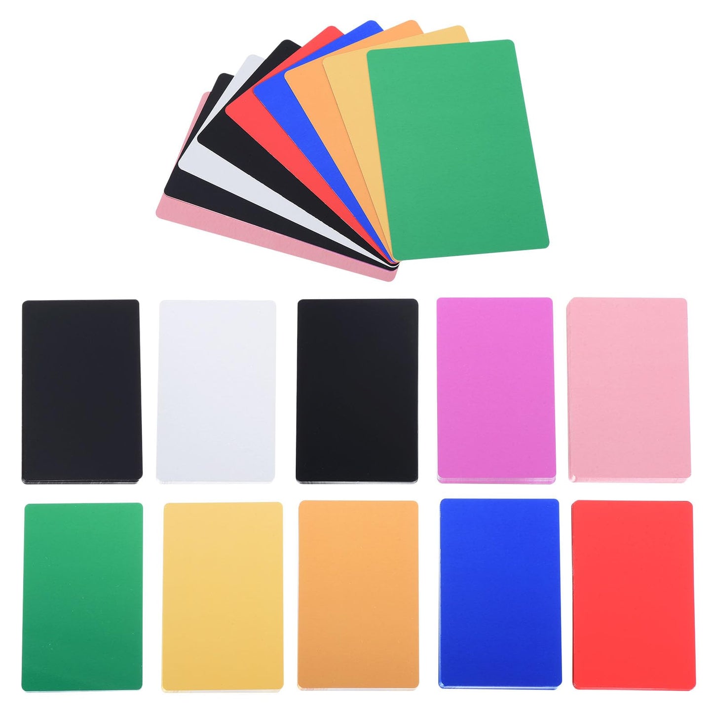 PATIKIL 300 Pack Metal Engraving Business Cards Blank, 0.21mm Thick 3.4x2.1 Inch Aluminum Laser Engrave Printable Multicolor Name Card for Custom DIY, 10 Colors