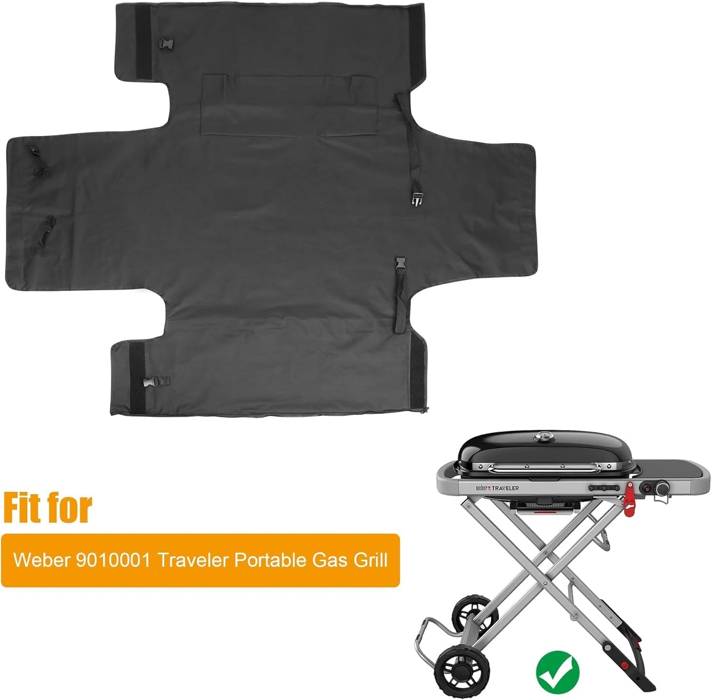 BBQ-PLUS Grill Cover for Weber 9010001 Traveler Portable Grill Accessories,Heavy Duty Waterproof 600D Fabric Cargo Protector Storage Bag for Weber 7030