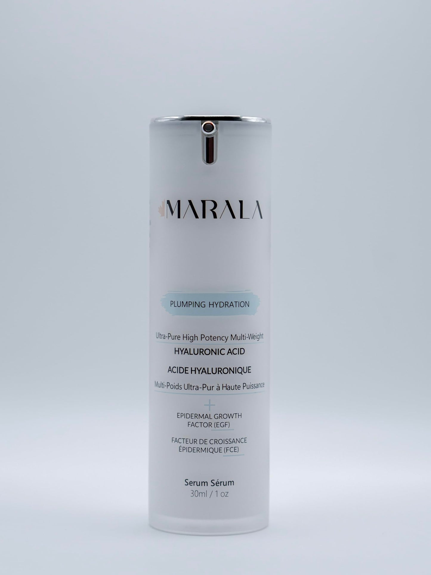 The Serum by Marala Clean & Natural Ingredients For Radiant, Healthy Skin. Professional grade skincare with active ingredients: Multi Weight Hyaluronic Acid and Epidermal Growth Factor Peptides; 30 ml / 1oz