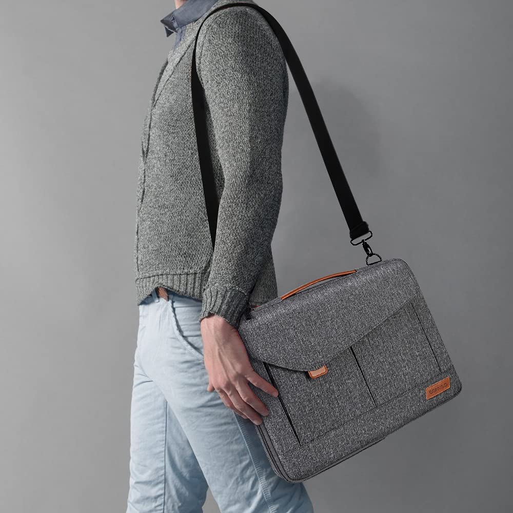 DOMISO 17-17.3 Inch Laptop Sleeve Water Resistant Business Briefcase Messenger Bag Compatible with 17.3" Dell Computer/HP Pavilion 17/ProBook 470/MSI GS73VR Stealth PRO/Lenovo/Acer/ASUS,Grey