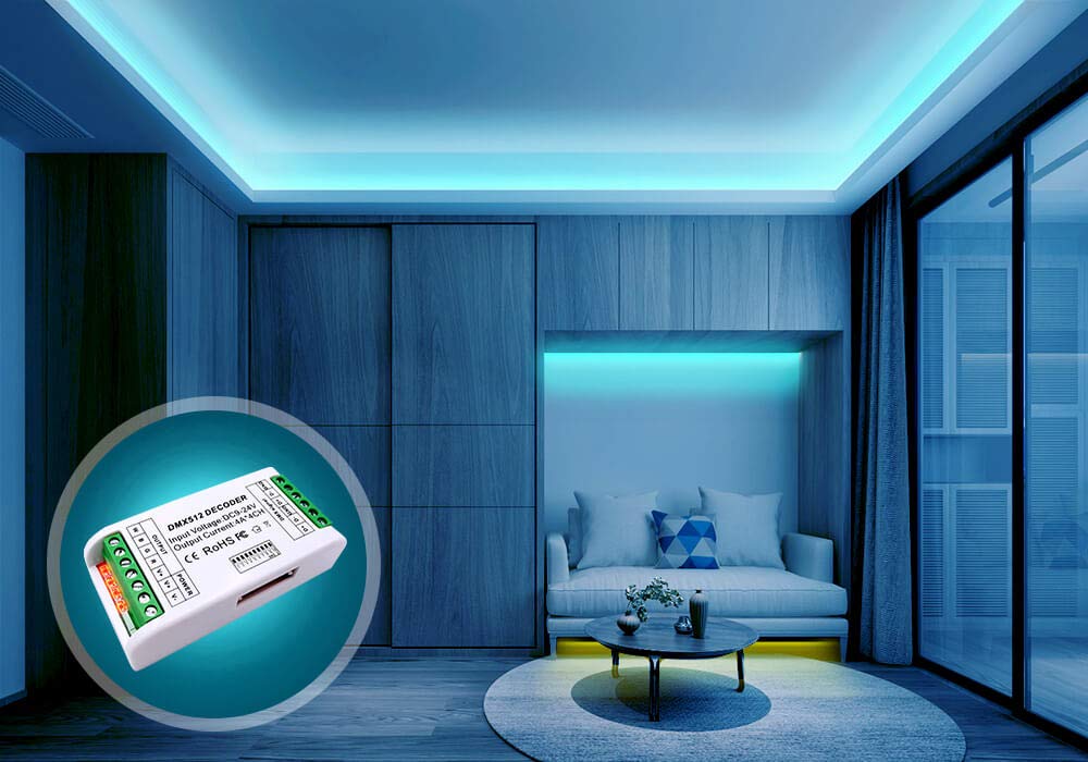 GIDERWEL Mini 4 Channel DMX Decoder,RGBW DMX Decoder,16A RGB RGBW LED Strip Controller DMX 512 Decoder for LED Strip Module Dimmer Driver LED Decoder Controller DC9-24V