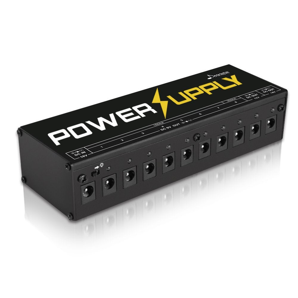 Donner DP-1 Effect Pedal Power Supply 10 Isolated DC Output for 9V/12V/18V Pedal With Blue LED Indicator