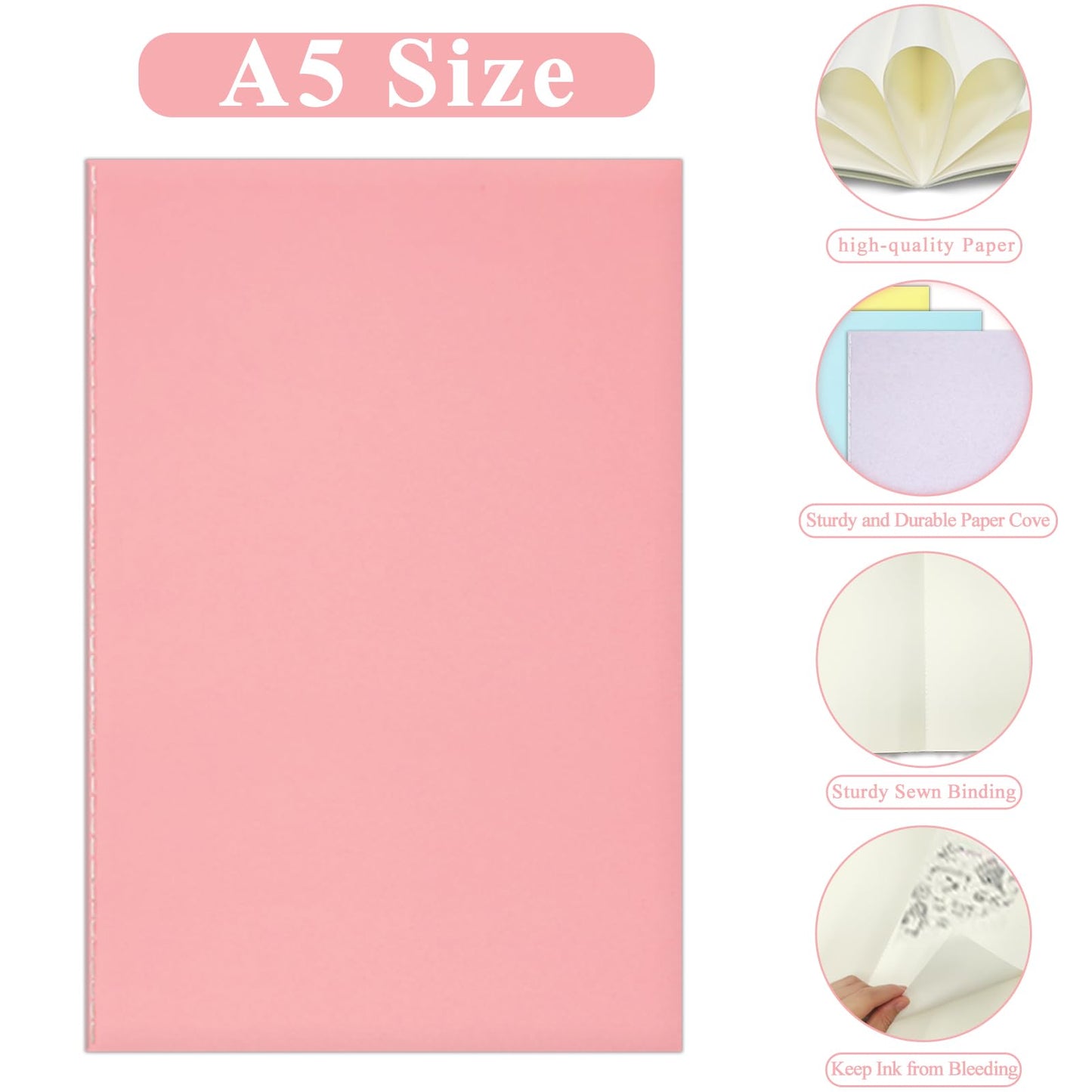 24 Pack A5 Blank Notebooks Bulk, 8.5x5.5" Unlined Journals 60 Pages(30 Sheets) Kraft Sketchbook Notebook for Kids Students School Office Home (2Pcs x 12 Colors)