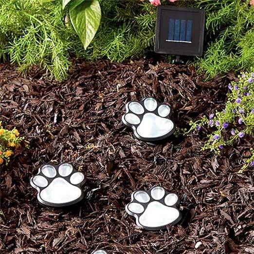 Paw Print Path Lights Garden Animal Statue Lantern Led Path 3" Light Lamp for Garden Patio Yard Decor Walkway Lighting
