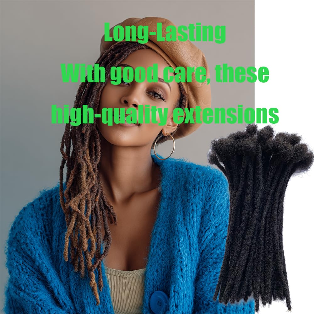 100% Human Hair Dreadlocks Handmade Locs Samll Size 0.4cm Width Pencil Size 60 per Bundles Natural Black #1B 10inch
