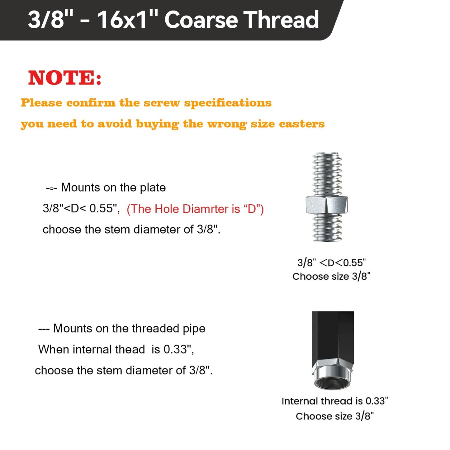 BZOLIHEU Caster Wheels 4 Inch, Swivel Threaded Stem Casters Set of 4 Heavy Duty 2000lbs, 3/8" -16 x 1 (Stem Diameter 3/8", Stem Length 1") Locking Casters Wheels Black