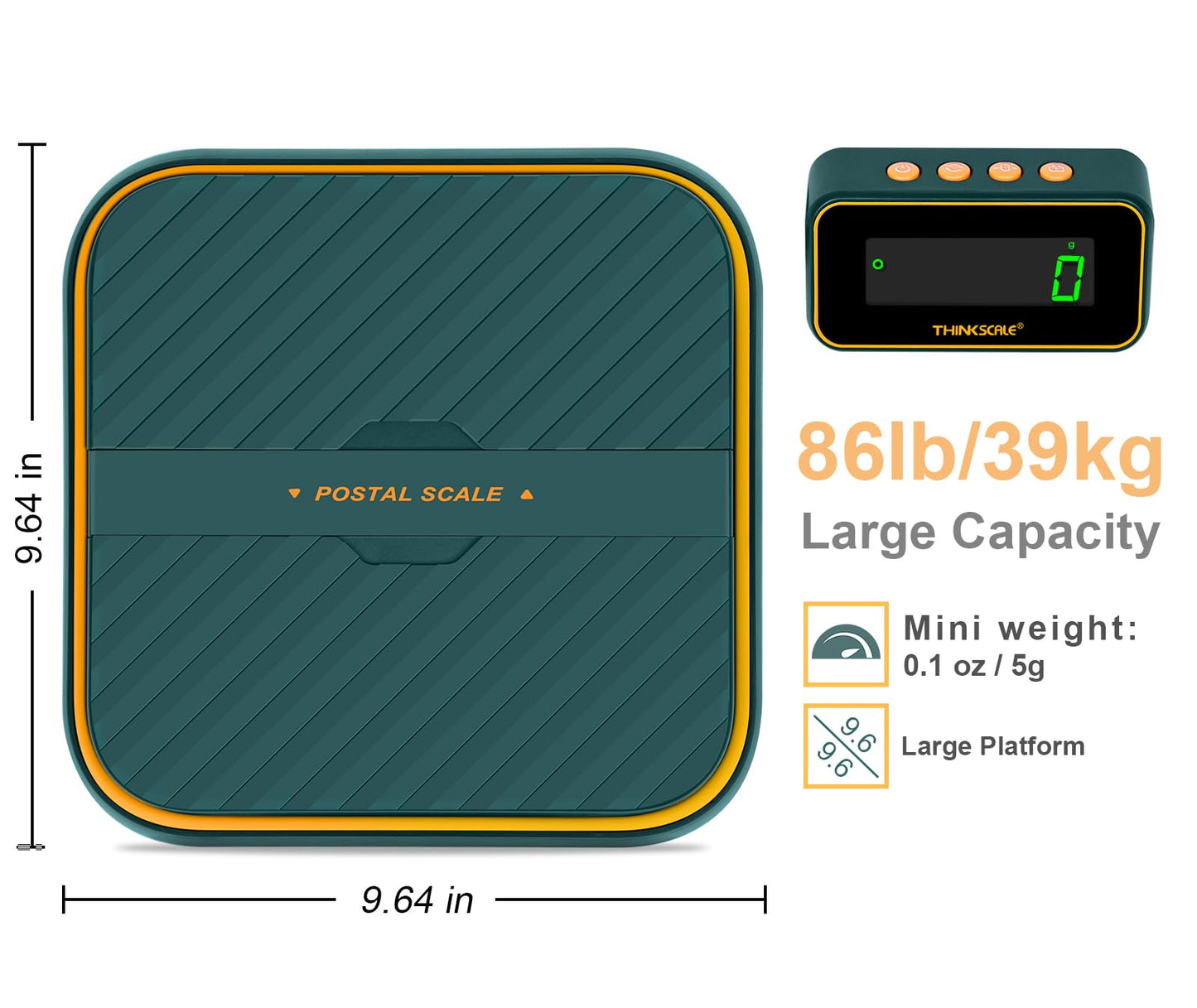 THINKSCALE 86lb Shipping Scale, 0.1oz Precision | Tare, Hold & Foldable Mail Holder | for E-Commerce, Small Business & Parcels | Battery & Type-C Charging