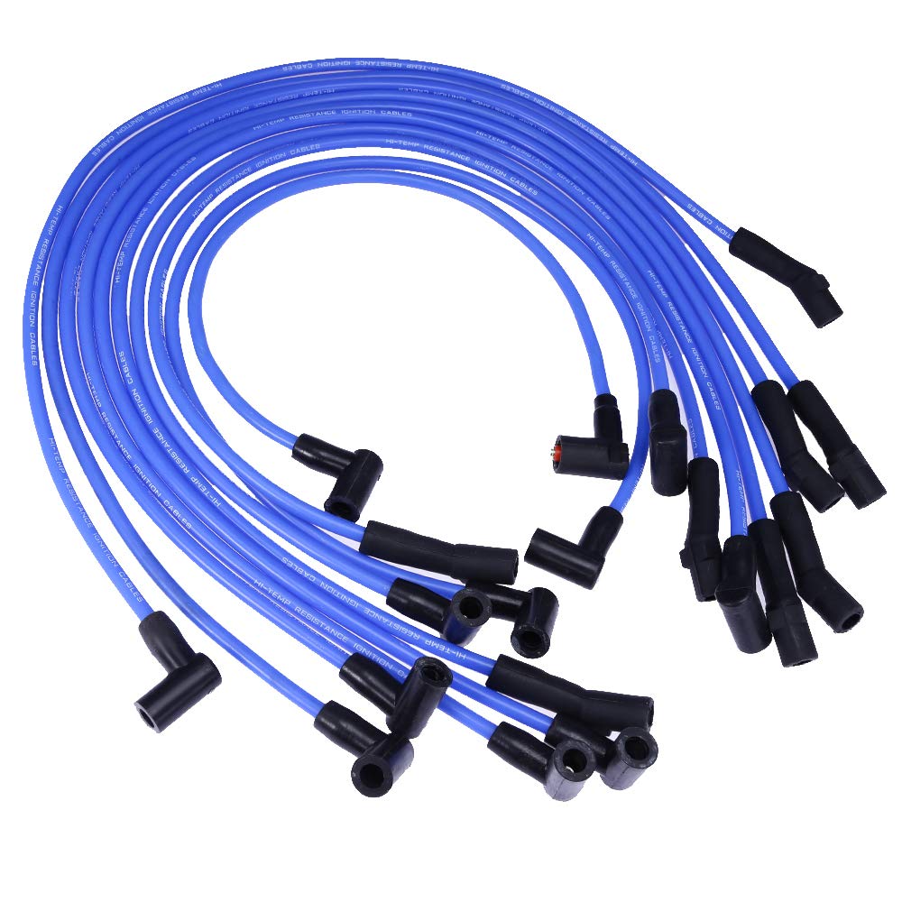 New Racing 9mm BLUE Spark Plug Wire Set Ignition Wire Set Replacement for Ford F-150 F150 Mustang 5.0L 5.8L, SBF 302