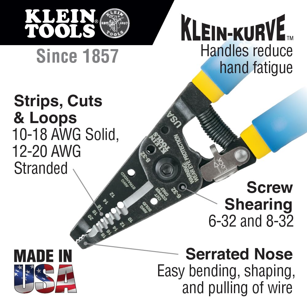 Klein Tools 11055EP Wire Cutter and Stripper, Stranded and Solid Wire Cutter, Cuts Copper