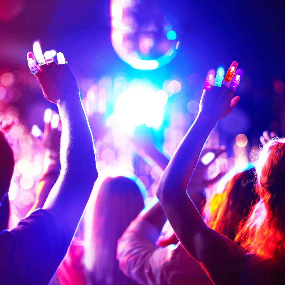 Novelty Place 80Pcs LED Party Finger Lights for Kids, Glow Up Finger Flashlight Light Up Ring Toys for Party Favor, Halloween, Raves, Concert Shows