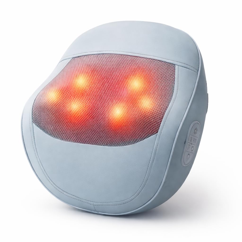 Athloot Back & Neck Massager with Heat for Pain Relief, 3D Kneading Massage Cushion, 3 Intensity & 3 Heat Levels, 15/20/30 Min Auto-Off, Ergonomic Lumbar Support for Chair/Home/Car