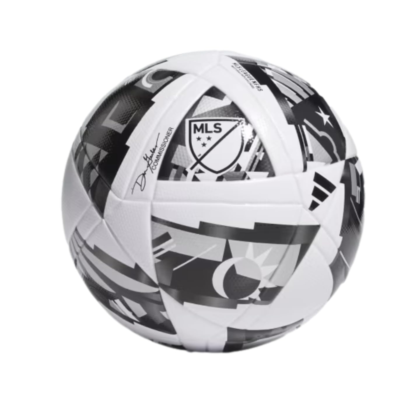 adidas Unisex-Adult MLS 24 League Nativo NFHS Soccer Ball, White/Black/Silver Metallic, 4