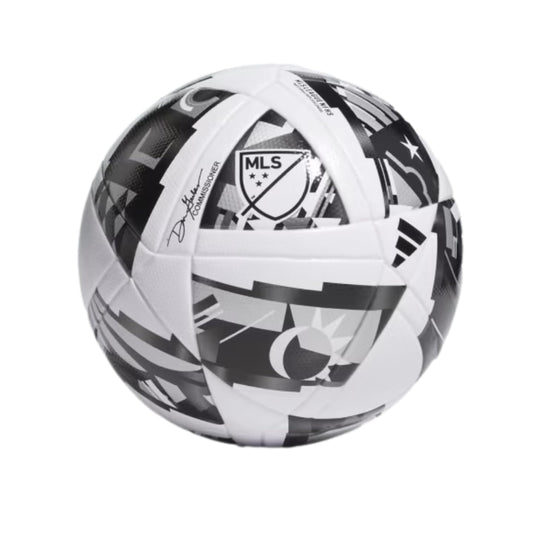 adidas Unisex-Adult MLS 24 League Nativo NFHS Soccer Ball, White/Black/Silver Metallic, 4