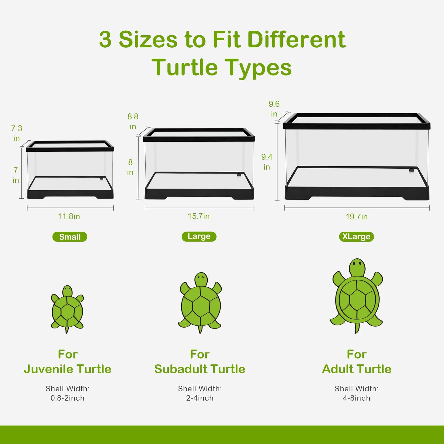 Turtle Tank Kit, Turtle Tank Starter Kit,Bottom Drainage, Multi-Function Areas for Turtles, Crabs,Fishes, Amphibians,Reptiles Large（Set）