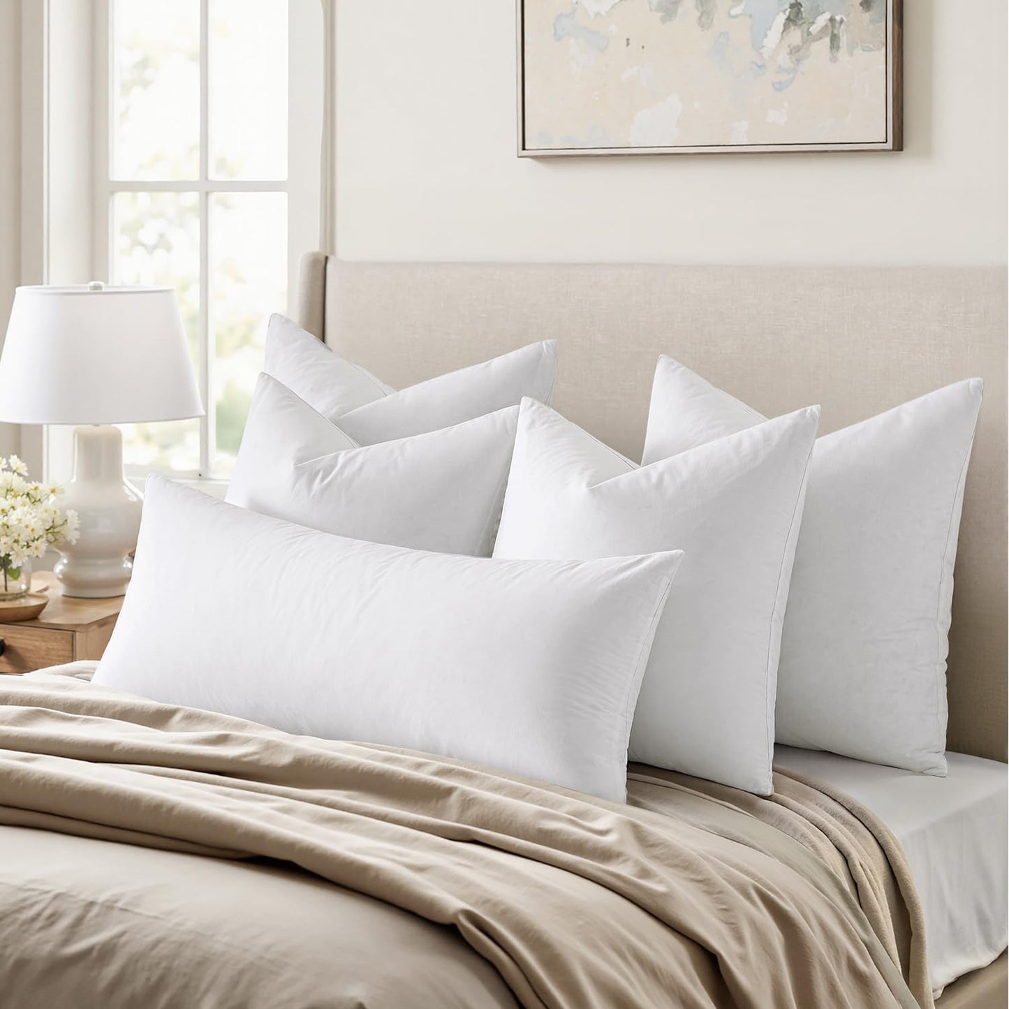 MIULEE 20x20 Pillow Inserts, Pack of 2 Feather Throw Pillow Inserts, Decorative Fluffy Cotton Fabric for Living Room Sofa Bed