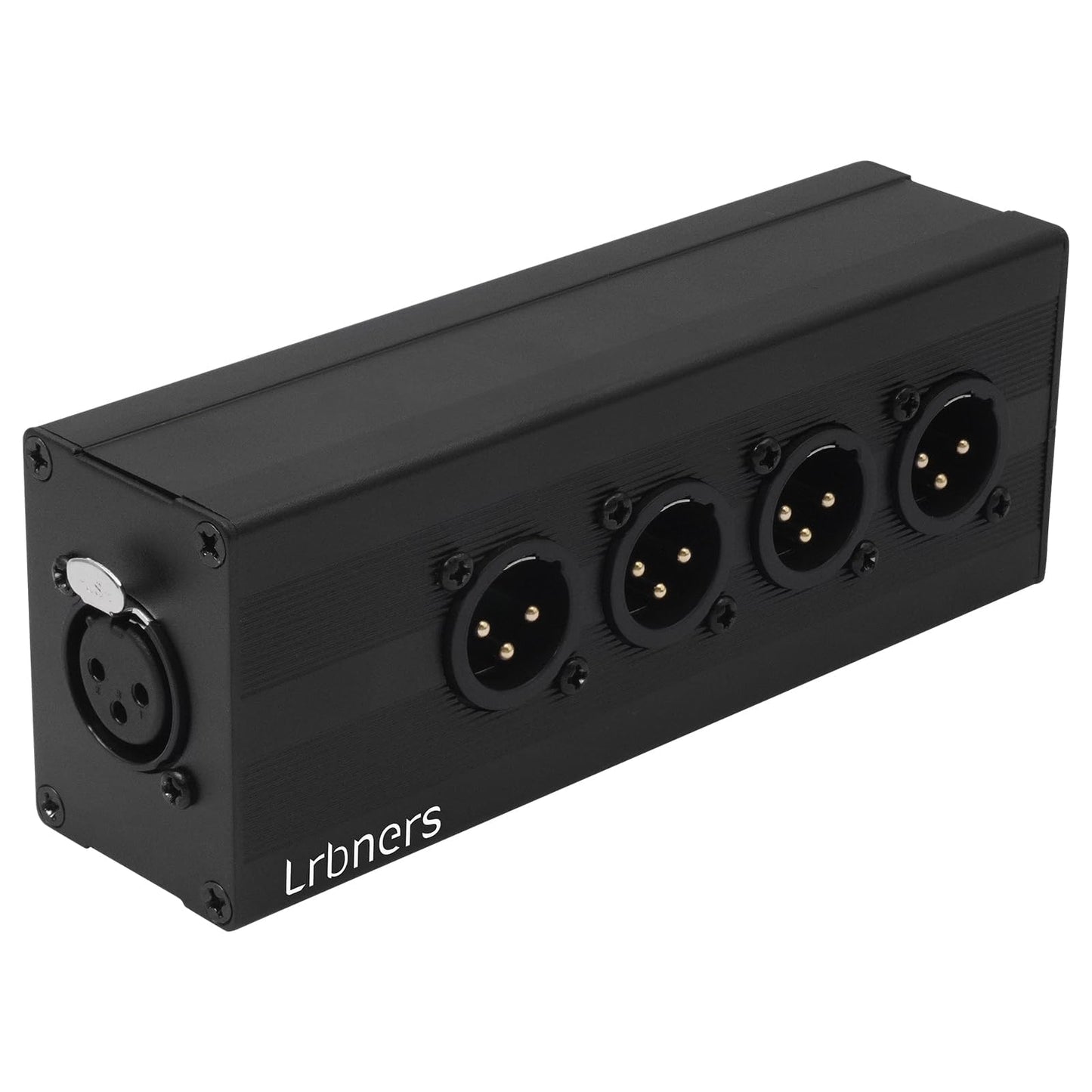 Lrbners 4-Way XLR Stereo Audio Splitter, 1 Female to 4 Male Balanced Audio Converter, 1 in 4 Out 4-Channel Splitter Box