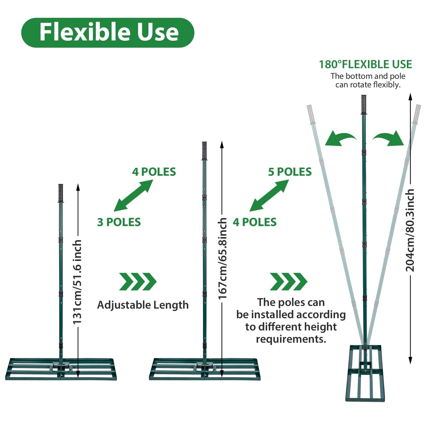 HIDALIFE Lawn Leveling Rake,Stainless Steel Lawn Rake with 30” x 10” Ground Plate, 78” Adjustable Long Handle for Grass, Golf Field, Soil or Dirt Ground Surfaces