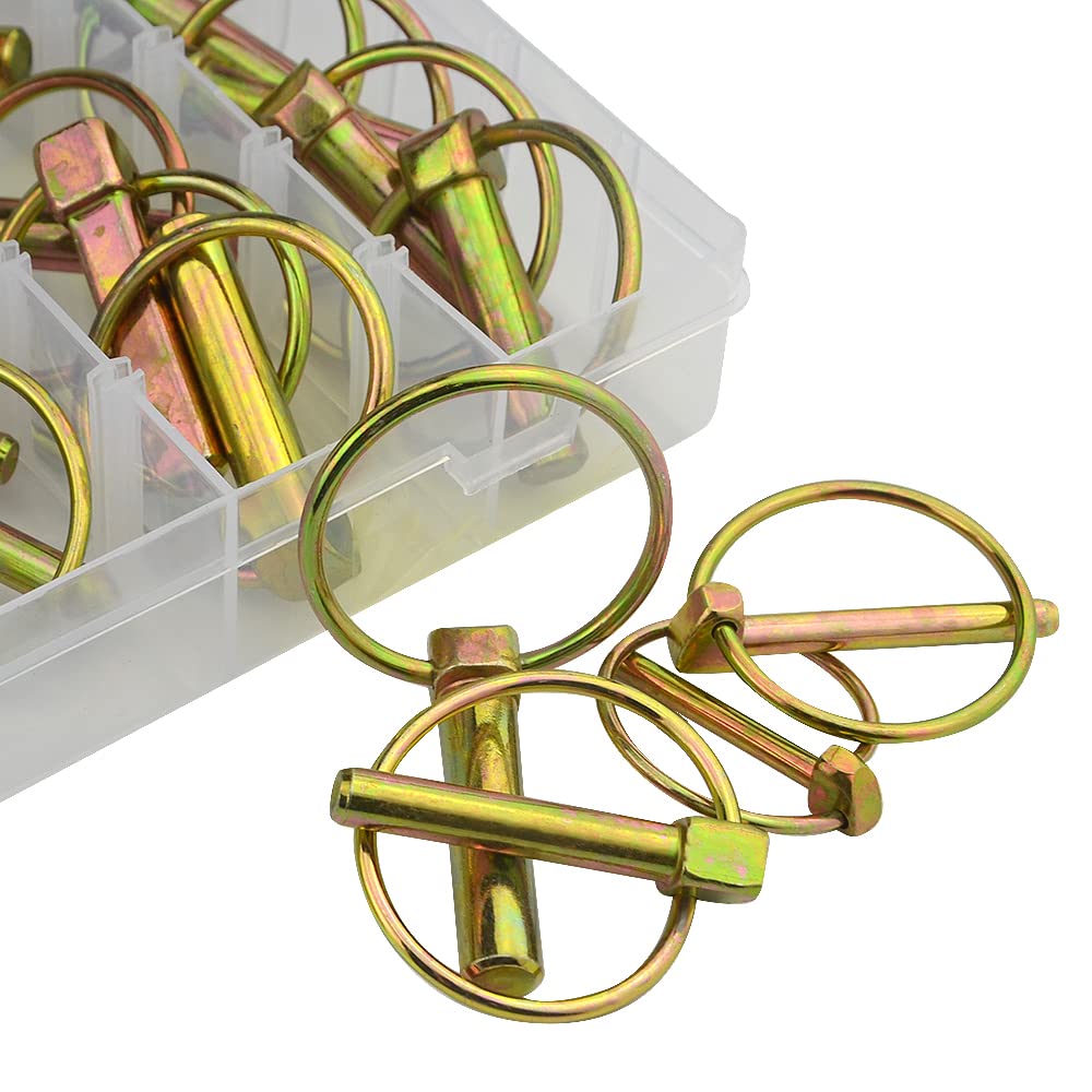 WMYCONGCONG 50 PCS Heavy Duty Lynch Pin Fastener Assortment Kit Linch Pin with Ring for Farm Tractor Trailer Boat Bike
