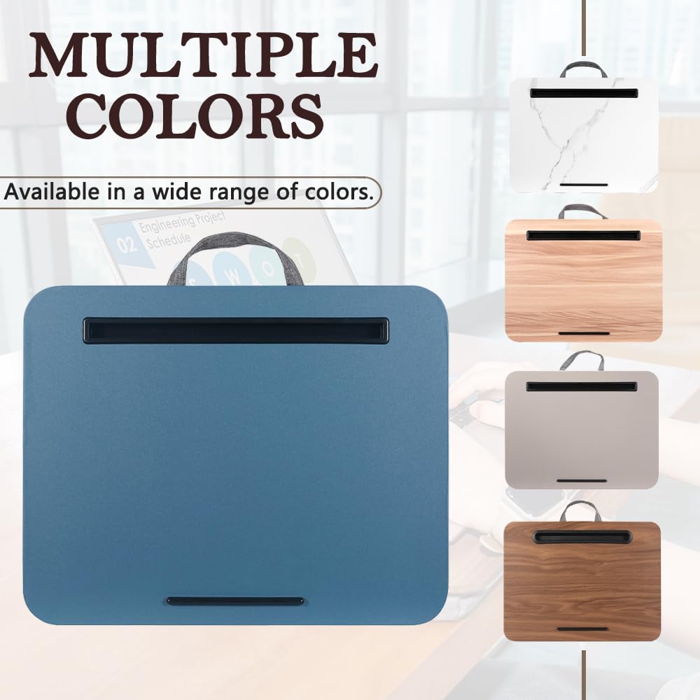 Lap Desk, Portable Laptop Desk Fits Up to 16“ Laptops, with Tablet Slot, Built-in Cushion, Great for Home & Office,Lap Desk for Laptop,Lap Desk with Cushion (Blue, Medium)