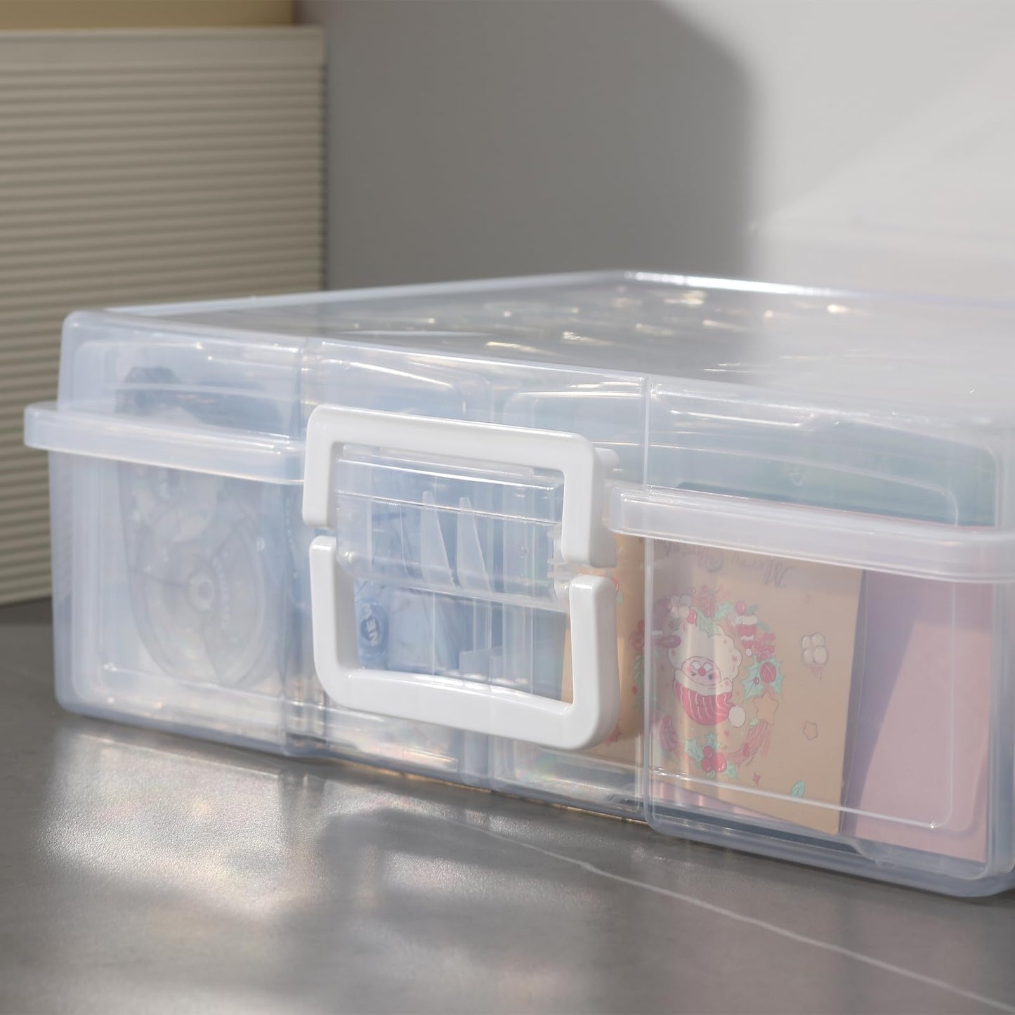 novelinks Photo Case 4 inch x 6 inch Photo Box Storage 16 Inner Photo Keeper Photo Organizer Cases Photos Storage Containers Box for Photos (Clear)